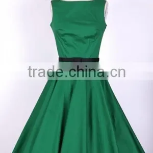 Walson Instyles Wholesale Womens Retro Audrey Hepburn Swing Dress 50s Rockabilly Party Dress Boat Neck thumbnail-2