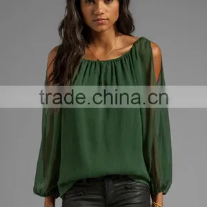 A-Line Cutout Peasant Top thumbnail-1
