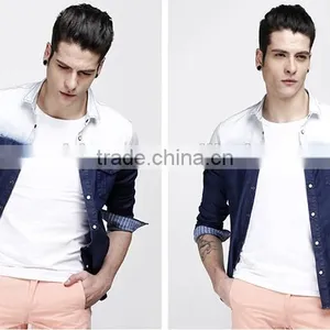 New Arrival 2016 Men Shadow Color Slim Fit Denim Casual Shirt thumbnail-2