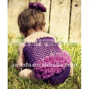 Purple Baby Girls Cotton Bloomer With Chiffon Ruffles T44 thumbnail-1