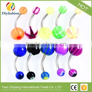 Mixed Colored Silica Gel Round Stainless Steel Navel Ring thumbnail-1