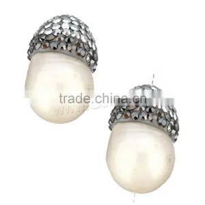 Raw Pearls Natural Freshwater Loose Pearl Beads With Rhinestone Clay Pave thumbnail-3