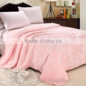 Carved Solid Colour Raschel Blanket thumbnail-1