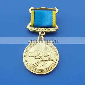 Russia Feature Air Force Souvenir Memorial Gifts Gold Plate Soft Enamel 3D Metal Medal With Ribbon thumbnail-1