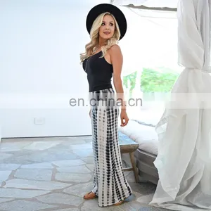New Arrivals 2020 Spring&Summer Ladies Loose Printed Pants Women Wild-leg Tie-dye Floral Casual Trouser thumbnail-4