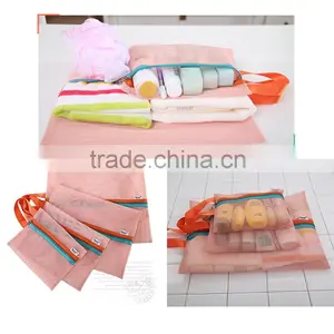 Good Bag 4 Pcs/set Portable Handle Mesh Travel Pouch Tote Bag Packable Zipper Toiletry Tote Underwear Organizer Storage Bag thumbnail-6