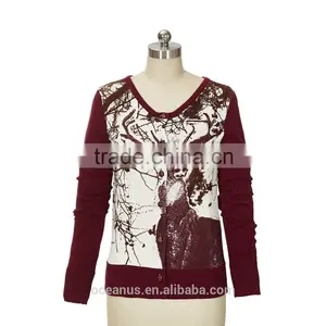 100% Cotton Printed Ladies Sweaters thumbnail-1