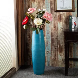 Hand Made American Countryside Style Blue Ceramic Dry Flower Vase For Showroom Hotel thumbnail-2