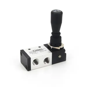 5 Postion 2 Way G1/4 Inch Manual Control Pneumatic Hand Lever Operated Pull Push Solenoid Valve With Lock or Spring Return thumbnail-5