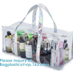 PVC Travel Makeup Toiletry Storage Bag, Large Capacity Tote Bag, Cosmetic Clothes Organizer Bag thumbnail-1