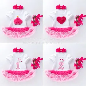 New Arrive Newborn Baby Girl Romper Jumpsuit+ Hair Accessories+Tutu Dress 3pcs Sets Party Birthday Tutu Dress Baby Girls Romper thumbnail-5