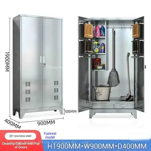 Gym and Locker Room Cleaning Cabinet — 201 SS W500×D400×H1800mm, Lockable With Drying Rod thumbnail-3