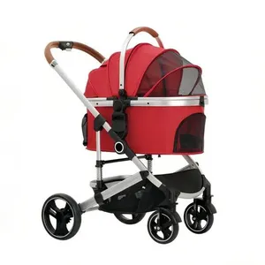 High Quality Foldable Aluminum Pet Carrier Stroller Easy to Use Dog Trolley Factory Direct thumbnail-2
