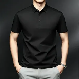 Large Men's Light Luxury High Stretch Seamless Short Sleeved T-shirt With Added Fat and Increased Breathability, Quick Drying Polo Shirt thumbnail-1