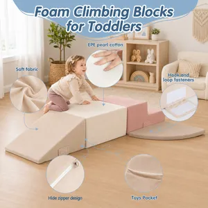 OEM/ODM Custom PU Leather Kids Foam Climbing Blocks for Toddler Crawling High Density Sponge thumbnail-3