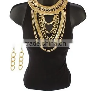 Adjustable Snake and Cuban Link Body Chain With Earrings Jewelry Set thumbnail-1