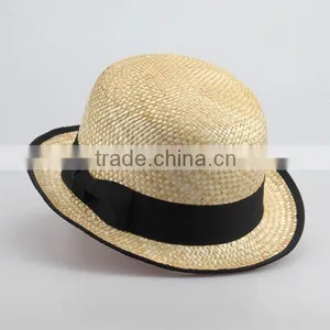 2015 Factory In-stock Natural Round Straw Hat 56cm For Adults Fedora Hat Sraw Hat for Mens Red /blue/green/rose thumbnail-2