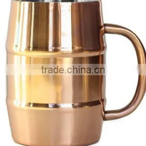 Passed FDA, CA65 Double Wall Barrel Shaped Stainless Steel Beer Mug 18oz/copper Plating Beer Mug thumbnail-4