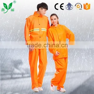 YANLI 100%waterproof,orange Safety Pvc Vinyl Reflective Raincoat /reflective Raincoat for Adult thumbnail-2