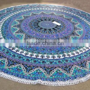 High Quality Mandala Round Beach Towel With Tassel thumbnail-6