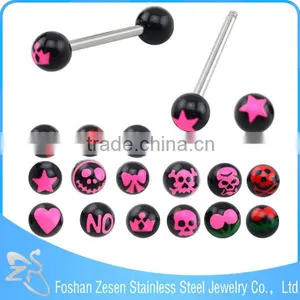 Factory Wholesale Piercing Surgical Steel Woman Loves Printed Logo Tongue Ring thumbnail-1