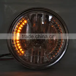 BJ-HL-008 Wholesale Sport Bike Amber Round Black 35W 26 LED Headlight Motorcycle thumbnail-5