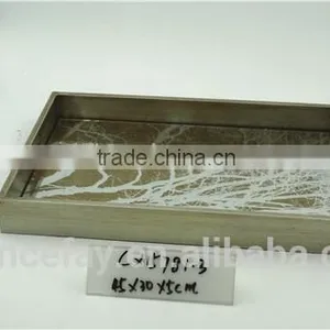 Lovely Style Wooden Glass Mirror Tray for Home Decorative thumbnail-2