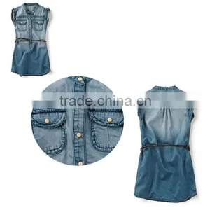 2014 100%Cotton Denim Kids Party Wear Dresses thumbnail-1