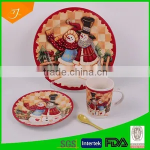 Snowman Set Ceramic,dinner Plates thumbnail-1