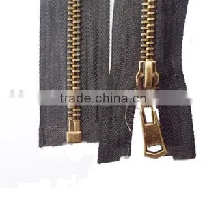 5# Aluminum Zipper Bronze Teeth Zipper Open End With Customer's Slider Puller Cloth Zipper thumbnail-2