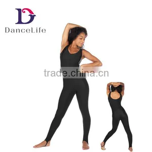 Hot A2621 Stirrup Unitard With Low Back With Short Sleeves Dance Unitards thumbnail-1