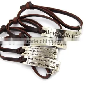Custom Jewelry OEM Tie Leather Bracelet With Custom Logo thumbnail-1