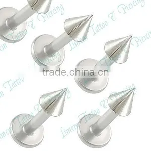 Steel Labret 3mm Cone Lip Piercing Tragus Stud Monroe Bar Ring Piercing Jewelry 316L Surgical Steel thumbnail-1