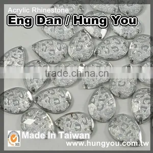 Made in Taiwan Oval Shape With 2 Holes Flat Back Sew On Rhinestone for Clothing thumbnail-3