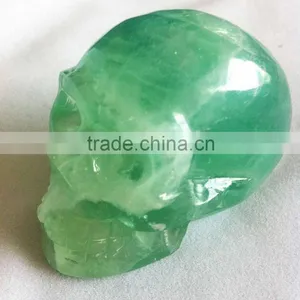Natural Semi-precious Gemstone Green Fluorite Skull thumbnail-1