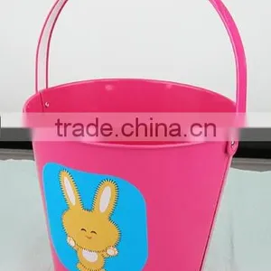 Small Christmas Round Tin Ice Bucket With Handle thumbnail-1