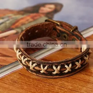 Fashion Jewelry Leather Bracelet Punk Motorcycle Biker Bangle Bracelets thumbnail-5