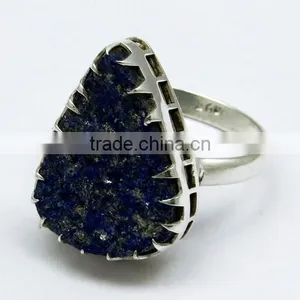 Forever !! Pear Shape Lapis Druzy 925 Sterling Silver Ring, Gemstone Silver Jewelry, Handmade Silver Jewelry thumbnail-3