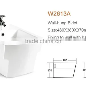 Bathroom Women Using Square Shape Wall-hung Toilet Bidet thumbnail-2