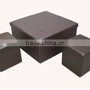 Storage!Brown PVC Leather Foldable Storage Bench thumbnail-1