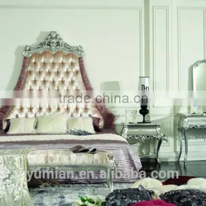 Royal Luxury European Style Bedroom Furniture Set, Antique Bed Bedside Table Dressing Table Bench thumbnail-1