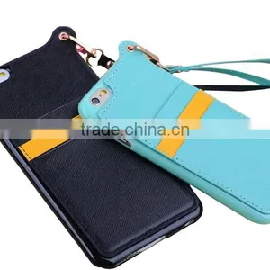 Ultra Thin pu Skin+tpu Dual Color Cellphone Pocket Leather Case for Iphone 6/6s With Hand Rope Supplier's Choice thumbnail-2