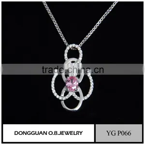 2016 the Newest Designs Fashion 925 Sterling Silver Pendant With Pink Stone Wholesale Price thumbnail-1