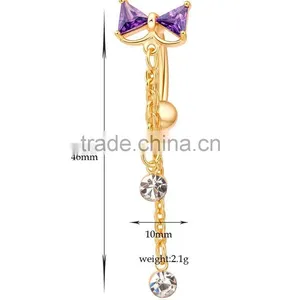 Hot Sex Women Bowknot Zircon Belly Navel Ring thumbnail-4