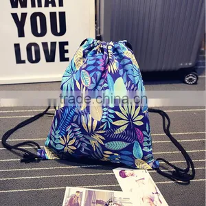 Foliage Pattern Blue Canvas Backpack thumbnail-1