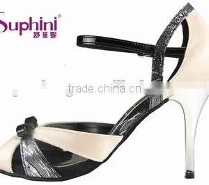 Black PU and Leather High Heel Latin Dance Shoes thumbnail-1