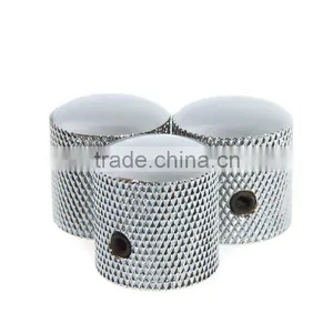 3PCS Chromed Metal Dome Knobs Knurled Barrel for Electric Guitar Parts Silver thumbnail-1