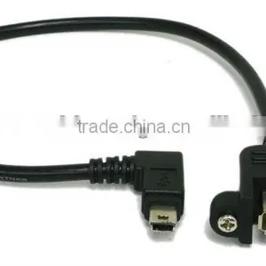 USB Panel Mount A Female to Right Angle Mini USB Plug thumbnail-1