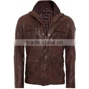 OXFORD HIGHWAY LEATHER MOTORCYCLE JACKET,Mens Sleeve Striped Semi Moto Leather Jacket,Strips Red Motorcycle Leather Jacket thumbnail-4