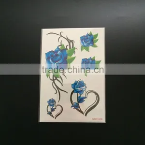 WMC-008 Blue Flower Body Temporary Tattoo thumbnail-1
